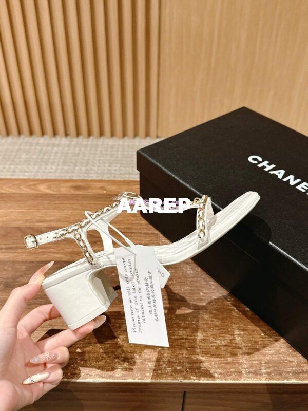 Replica Chanel SS25 Lambskin Sandals 40mm G46112 White 7