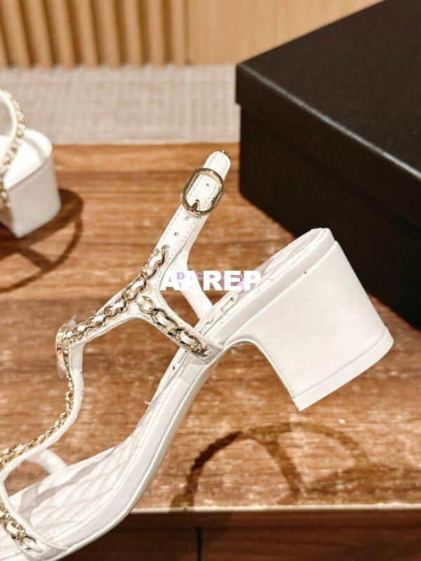 Replica Chanel SS25 Lambskin Sandals 40mm G46112 White 9