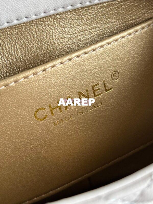 Replica Chanel Lambskin Mini Flap Bag with Pearl Charm Chain AS4868 White 19