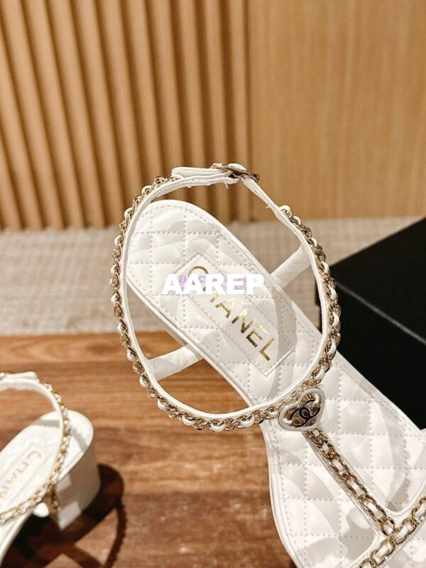 Replica Chanel SS25 Lambskin Sandals 40mm G46112 White 10