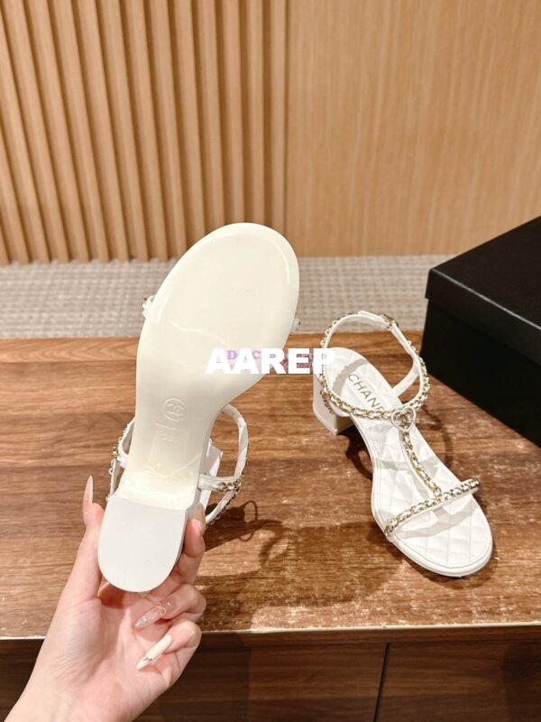 Replica Chanel SS25 Lambskin Sandals 40mm G46112 White 11