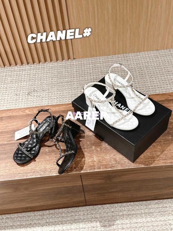 Replica Chanel SS25 Lambskin Sandals 40mm G46112 White 12