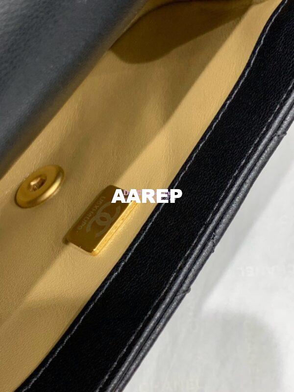 Replica Chanel Lambskin Mini Flap Bag with Pearl Charm Chain AS4868 Black 9