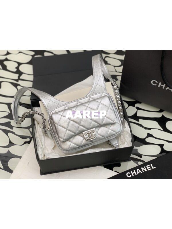 Replica Chanel 24P Limited Edition Metallic Lambskin Backpack AS4621 Silver 3
