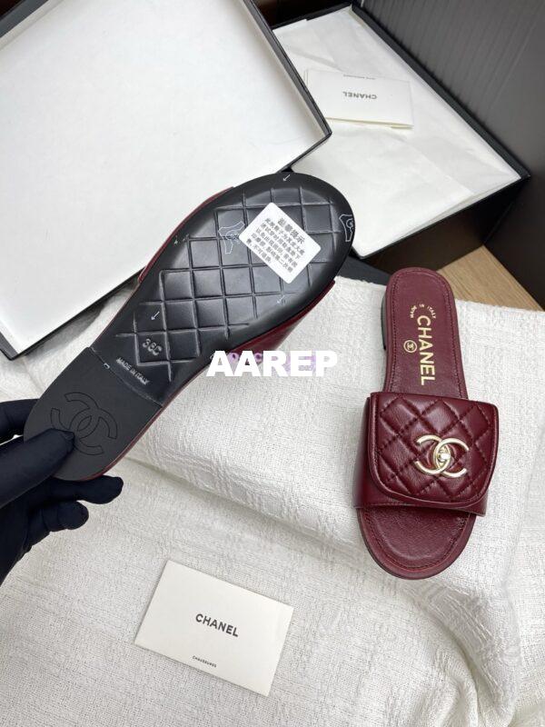 Replica Chanel 25P Quilted Lambskin CC Lock Logo Sandals G46119 Burgundy 5