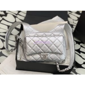 Replica Chanel 24P Limited Edition Metallic Lambskin Backpack AS4621 Silver 2