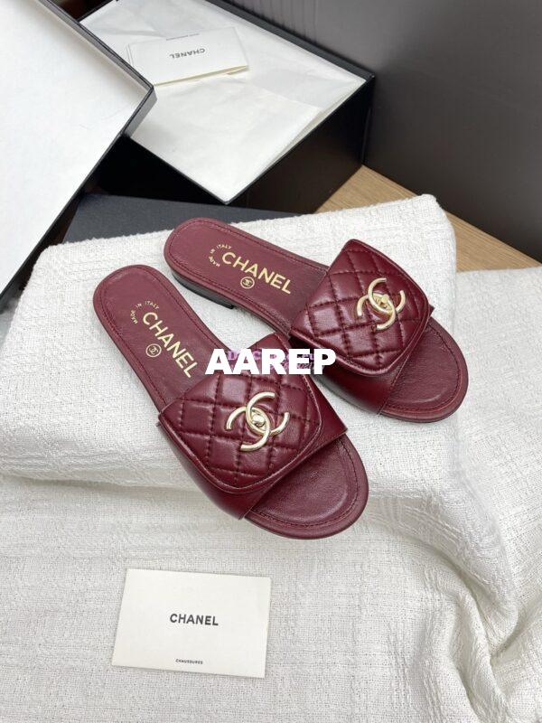Replica Chanel 25P Quilted Lambskin CC Lock Logo Sandals G46119 Burgundy 7