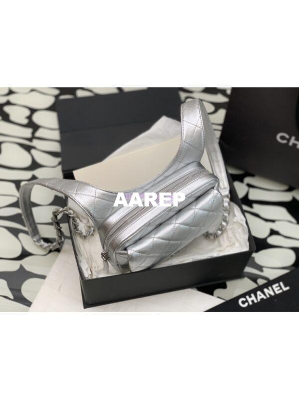 Replica Chanel 24P Limited Edition Metallic Lambskin Backpack AS4621 Silver 5