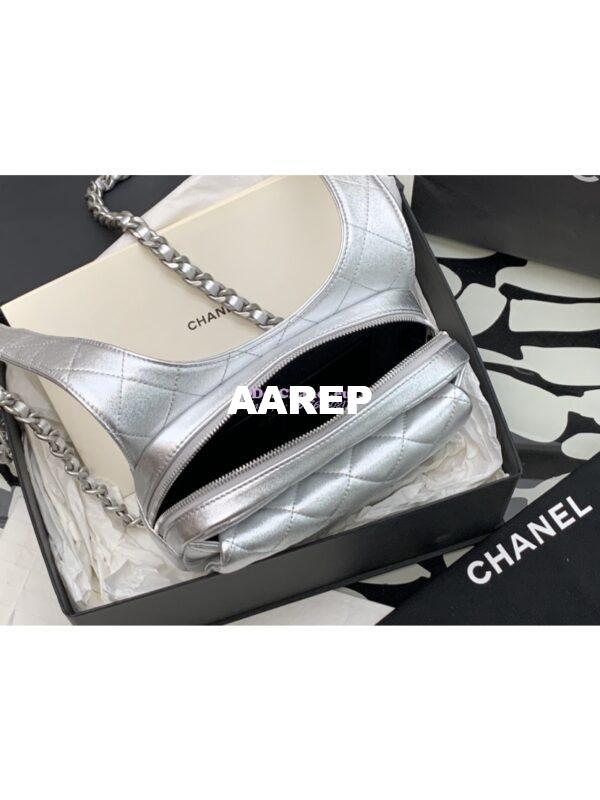 Replica Chanel 24P Limited Edition Metallic Lambskin Backpack AS4621 Silver 8