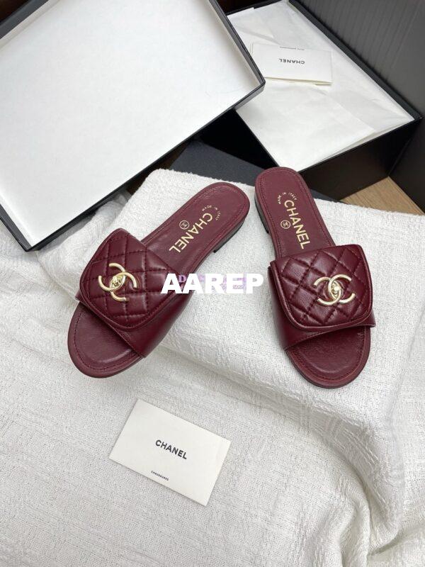 Replica Chanel 25P Quilted Lambskin CC Lock Logo Sandals G46119 Burgundy 11