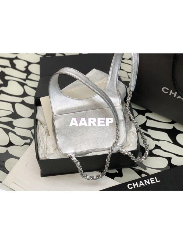 Replica Chanel 24P Limited Edition Metallic Lambskin Backpack AS4621 Silver 10