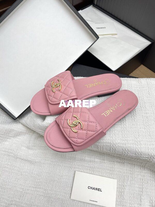 Replica Chanel 25P Quilted Lambskin CC Lock Logo Sandals G46119 Pink 8