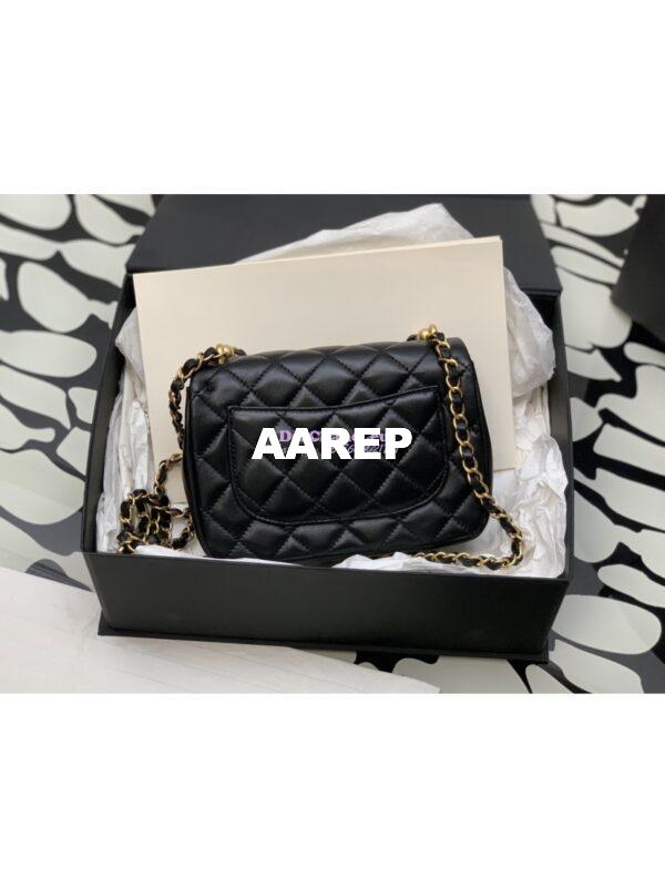 Replica Chanel 24P Seasonal Mini Flap Bag with Pearl Top Handle Chain AS4385 Black 8