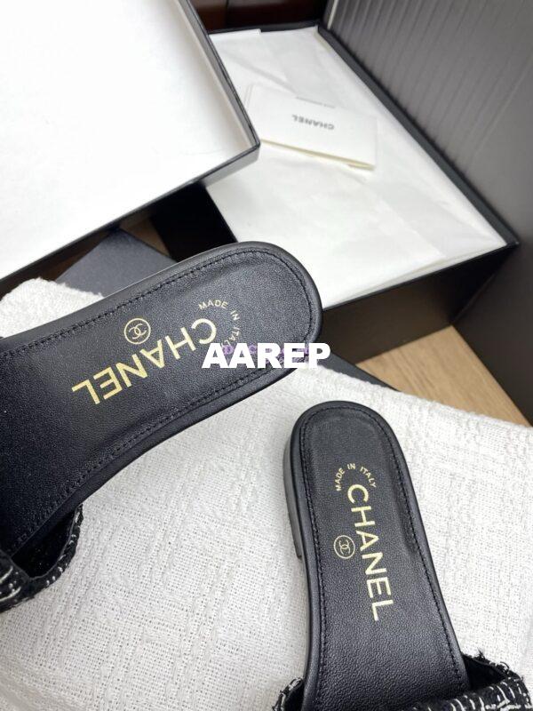 Replica Chanel 25P Tweed CC Lock Logo Sandals G46119 Black 7