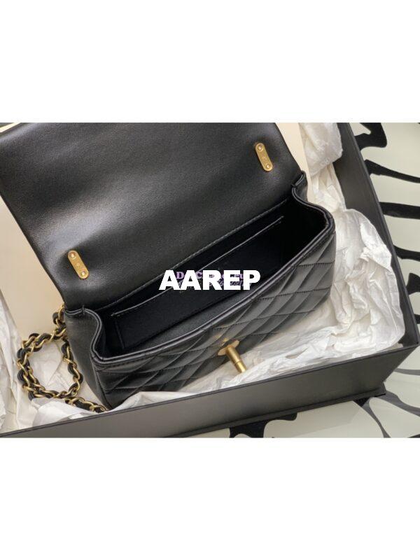Replica Chanel 24P Seasonal Mini Flap Bag with Pearl Top Handle Chain AS4385 Black 9