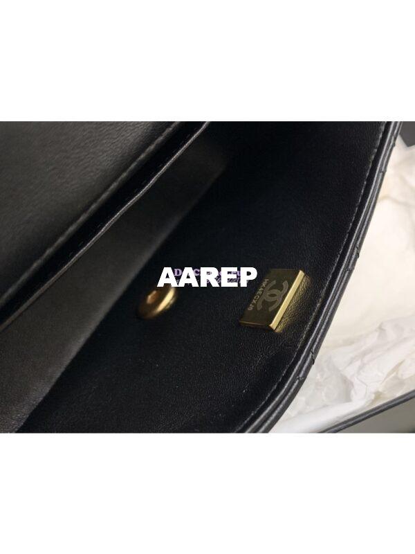 Replica Chanel 24P Seasonal Mini Flap Bag with Pearl Top Handle Chain AS4385 Black 10