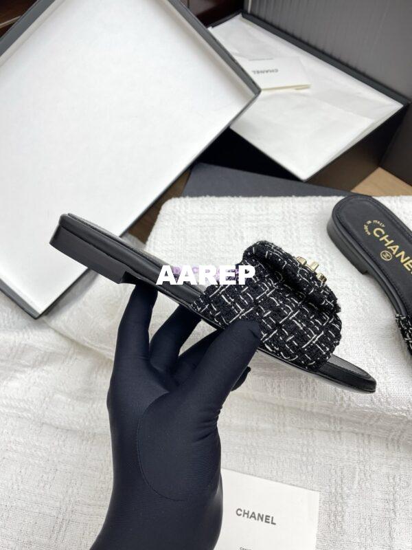 Replica Chanel 25P Tweed CC Lock Logo Sandals G46119 Black 9