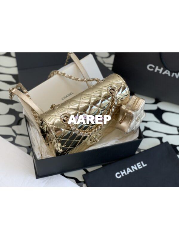 Replica Chanel Backpack & Star Coin Purse in Mirror Calfskin AS4649 Gold 2