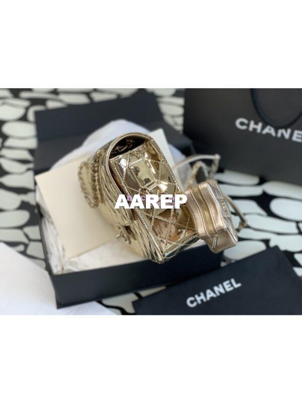 Replica Chanel Backpack & Star Coin Purse in Mirror Calfskin AS4649 Gold 3