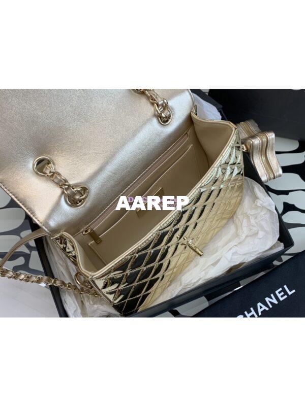 Replica Chanel Backpack & Star Coin Purse in Mirror Calfskin AS4649 Gold 8
