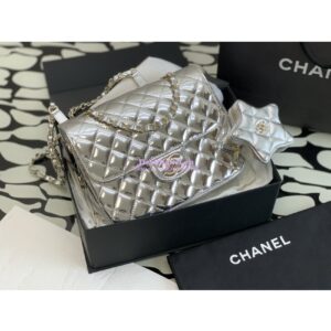 Replica Chanel Backpack & Star Coin Purse in Mirror Calfskin AS4649 Silver