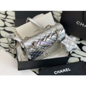 Replica Chanel Backpack & Star Coin Purse in Mirror Calfskin AS4649 Silver 2