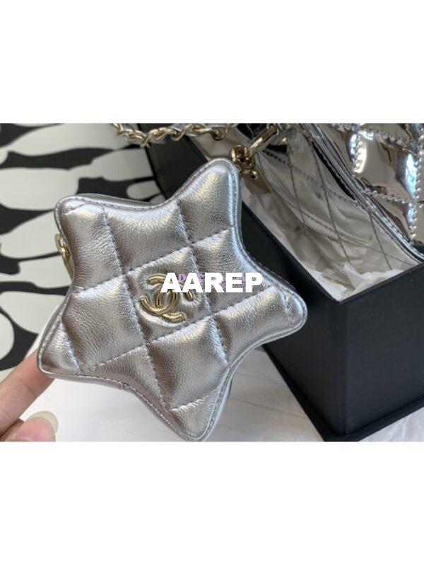 Replica Chanel Backpack & Star Coin Purse in Mirror Calfskin AS4649 Silver 4