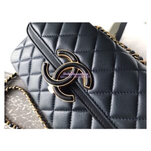 Replica Chanel Enamel CC Flap Bag A57275 Navy 2