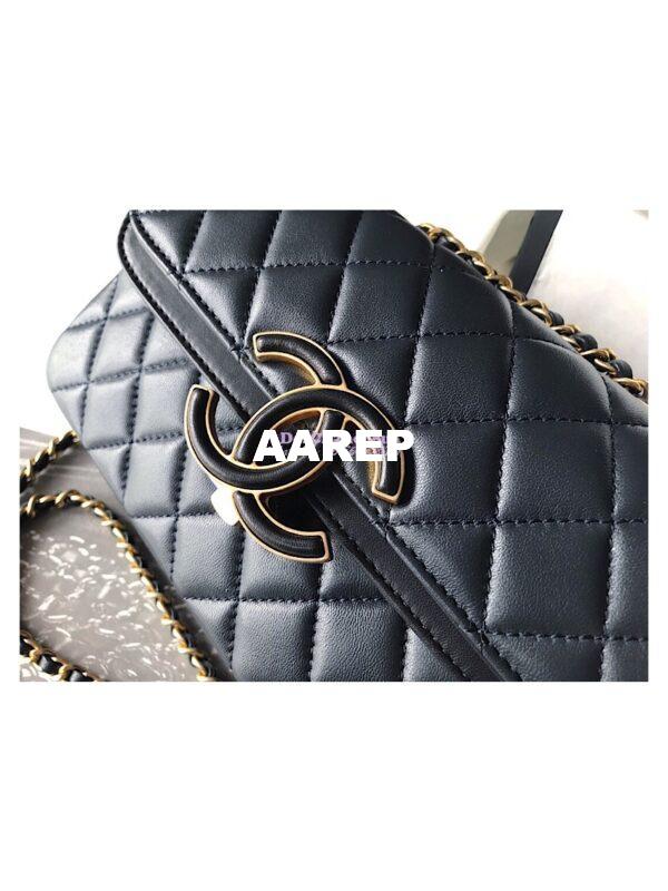 Replica Chanel Enamel CC Flap Bag A57275 Navy 2