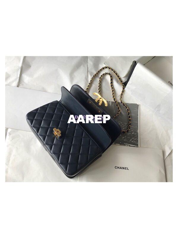 Replica Chanel Enamel CC Flap Bag A57275 Navy 5