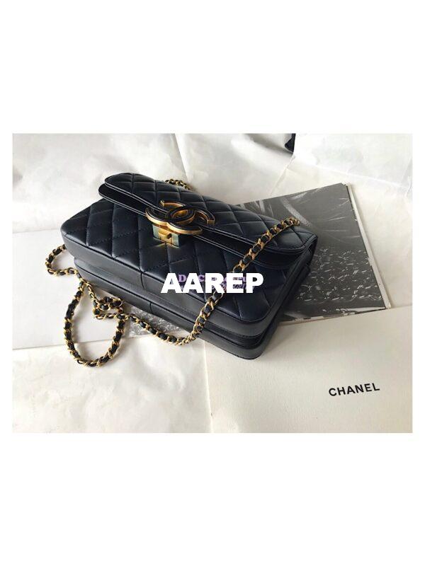 Replica Chanel Enamel CC Flap Bag A57275 Navy 9