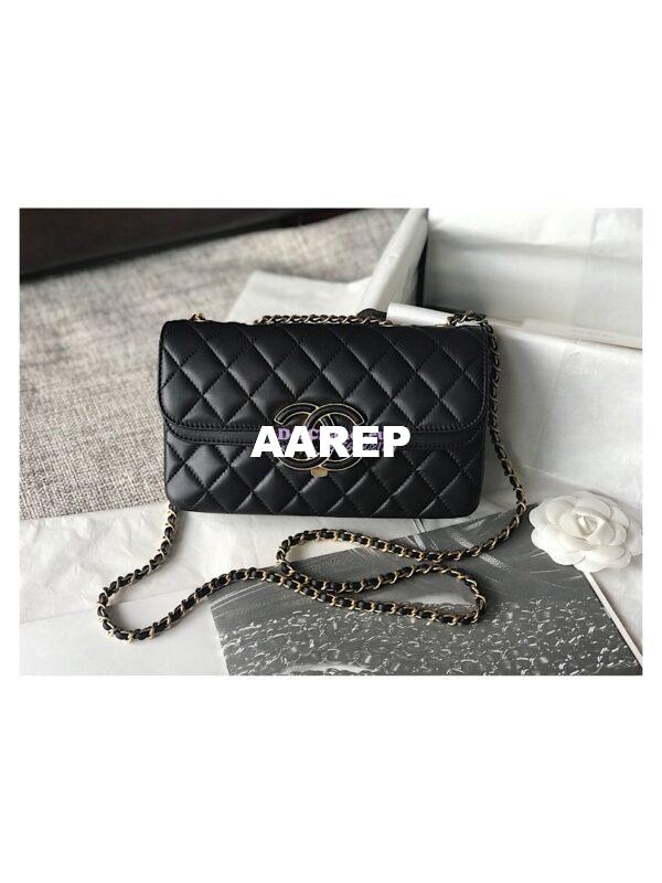 Replica Chanel Enamel CC Flap Bag A57275 Black 3