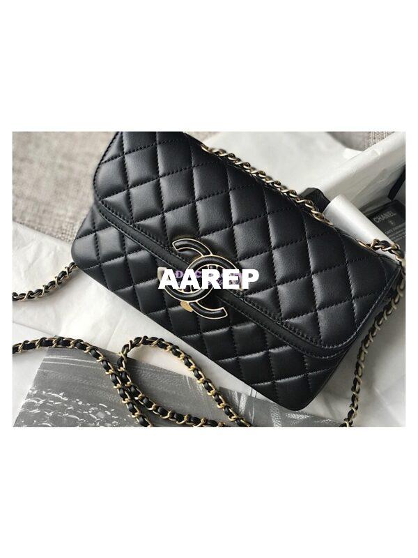Replica Chanel Enamel CC Flap Bag A57275 Black 4