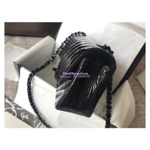 Replica Chanel Chevron Small Flap Bag So Black Patent Calfskin 2