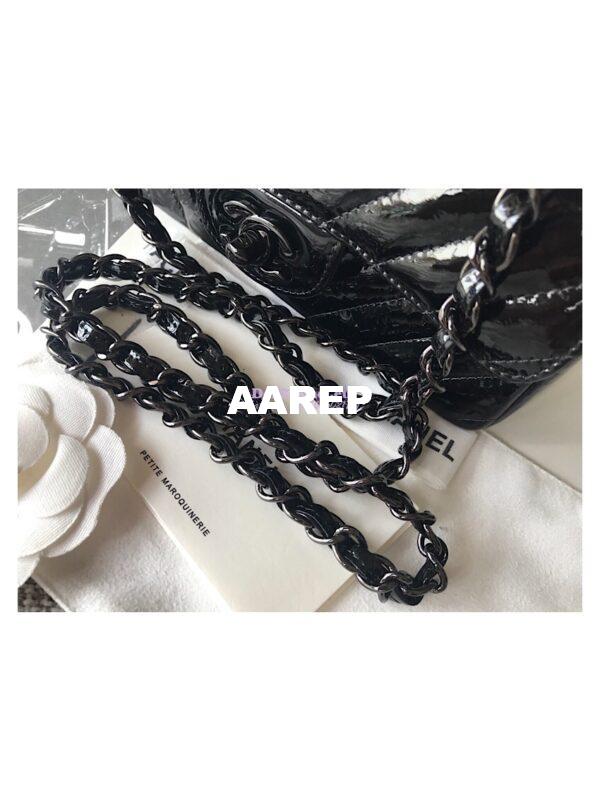 Replica Chanel Chevron Small Flap Bag So Black Patent Calfskin 5