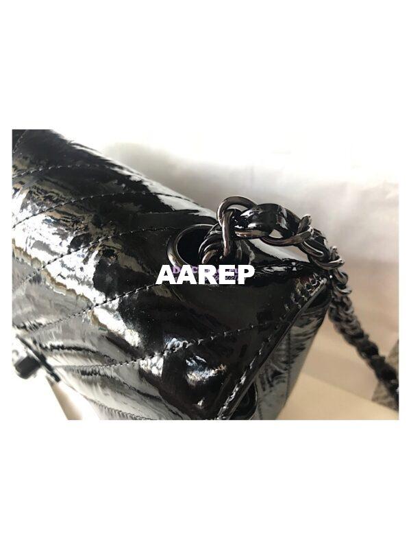 Replica Chanel Chevron Small Flap Bag So Black Patent Calfskin 7
