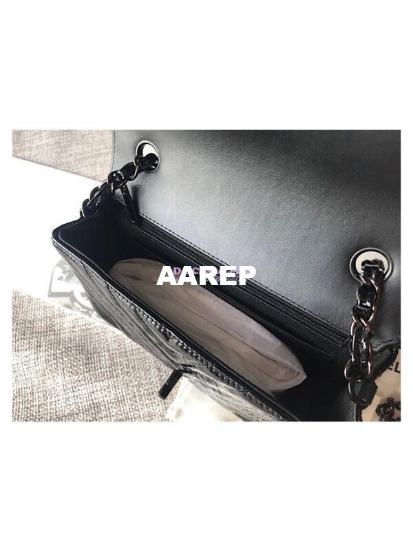 Replica Chanel Chevron Small Flap Bag So Black Patent Calfskin 8