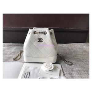 Replica Chanel Gabrielle Backpack Patent Goatskin A94485 White