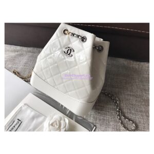 Replica Chanel Gabrielle Backpack Patent Goatskin A94485 White 2