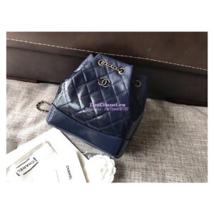 Replica Chanel Gabrielle Backpack Patent Goatskin A94485 Navy 2
