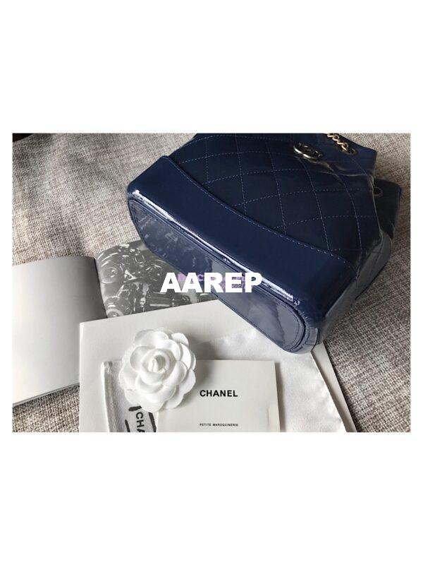 Replica Chanel Gabrielle Backpack Patent Goatskin A94485 Navy 8