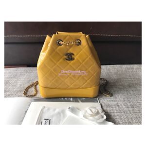 Replica Chanel Gabrielle Backpack Patent Goatskin A94485 Yellow