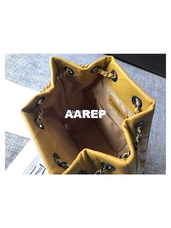 Replica Chanel Gabrielle Backpack Patent Goatskin A94485 Yellow 5