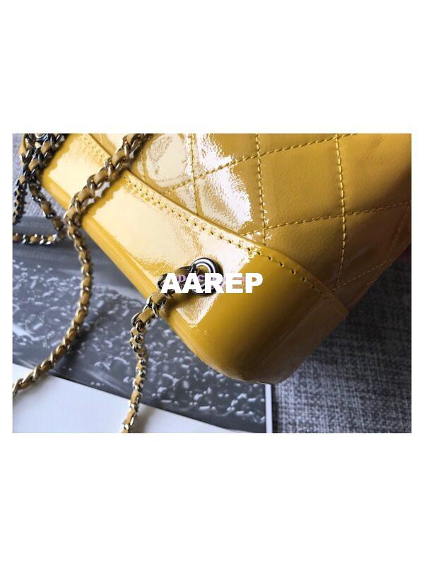 Replica Chanel Gabrielle Backpack Patent Goatskin A94485 Yellow 7