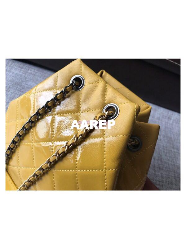 Replica Chanel Gabrielle Backpack Patent Goatskin A94485 Yellow 8