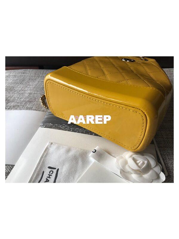 Replica Chanel Gabrielle Backpack Patent Goatskin A94485 Yellow 9