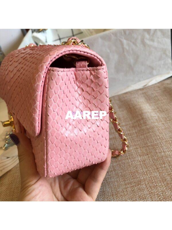 Replica Chanel Python Small 20cm Classic Flap Bag Pink 6