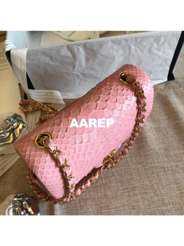 Replica Chanel Python Small 20cm Classic Flap Bag Pink 7