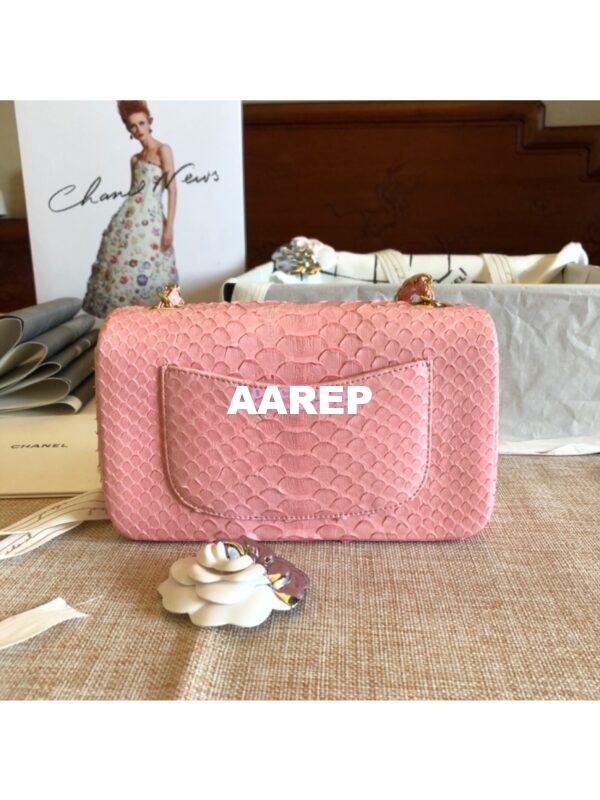 Replica Chanel Python Small 20cm Classic Flap Bag Pink 8