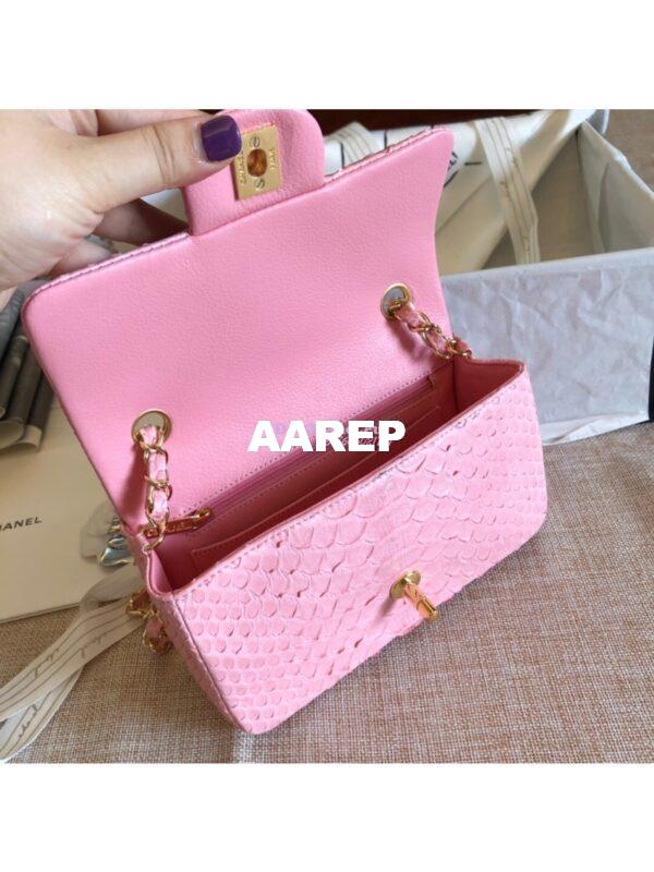 Replica Chanel Python Small 20cm Classic Flap Bag Pink 10